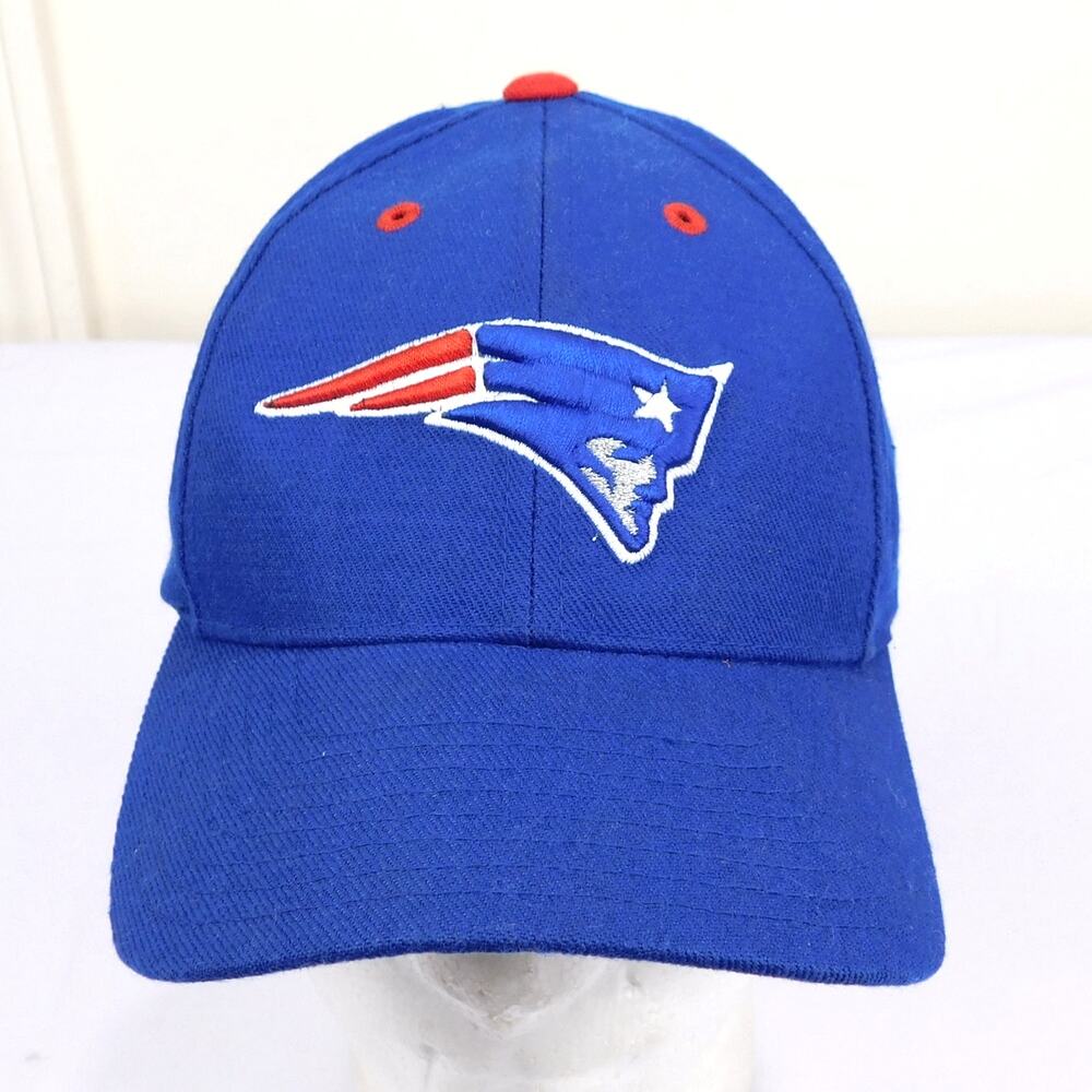 Vintage New England Patriots Hat Logo Athletic 90s Royal Blue Flying Elvis Logo
